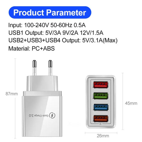 a diagram of a usb charger with a usb port and a usb port