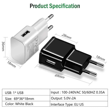 a diagram of a usb charger with a white background