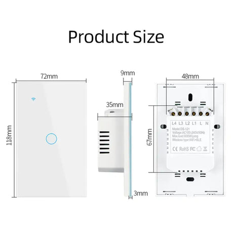 A diagram of a dimmer switch with a white background