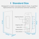 a diagram of a light switch with a standard size