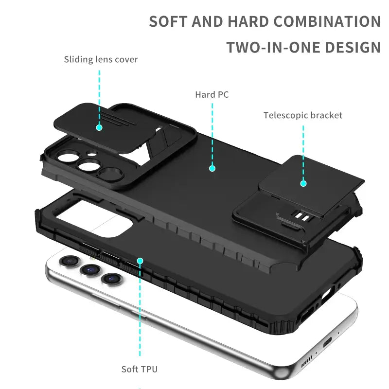 a diagram of a phone with a battery and a hard case
