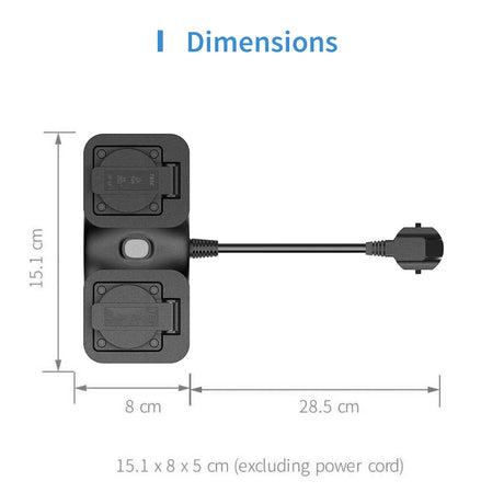 a diagram of a power strip with a power cord attached