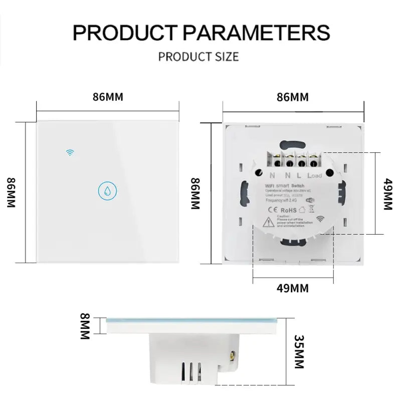 A diagram of the product parameters for the smart home