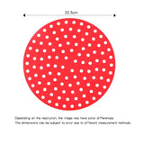 a diagram of a red polka dot pattern with a white dot