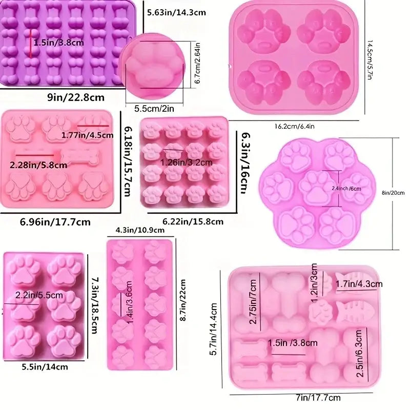 a diagram of the different shapes of a dog paw print mold