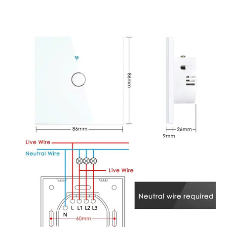 A diagram of a switch and wiring for a neutral wire