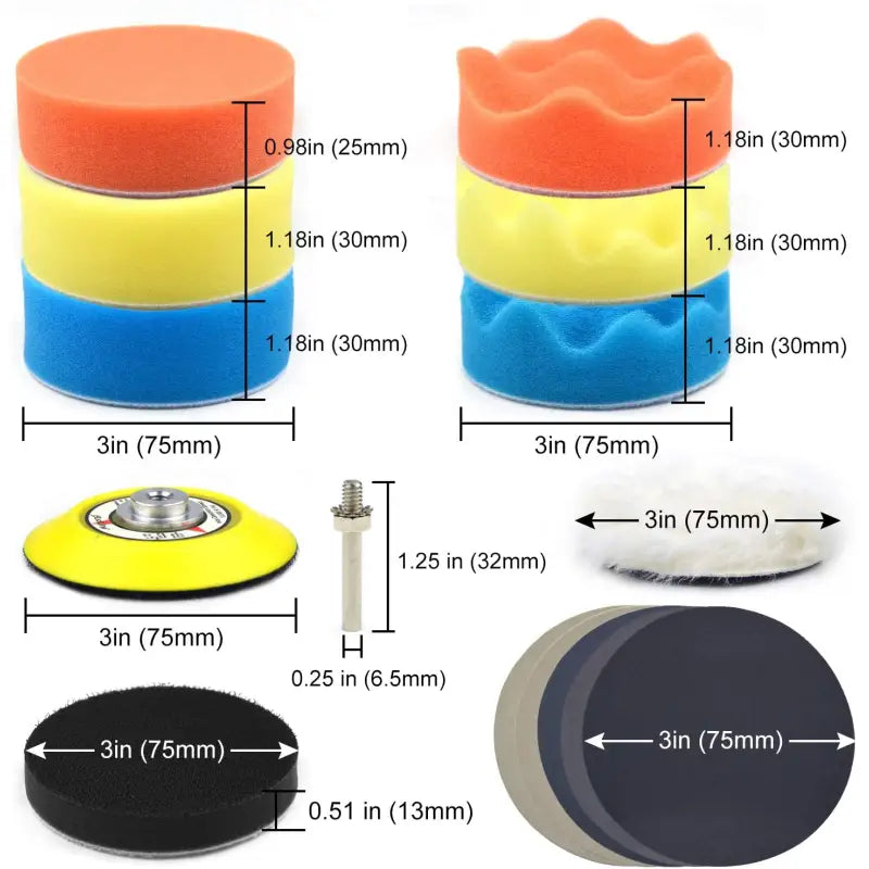 a diagram of different types of polishing pads and discs