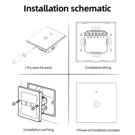 A diagram of a wiring diagram for a wall mounted electrical device