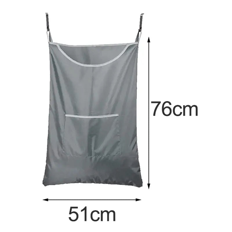the grey laundry bag is shown with measurements