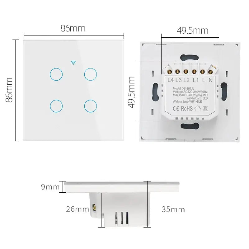 the dimensions of the wall outlet