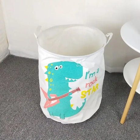 a small white table with a white chair and a dinosaur toy