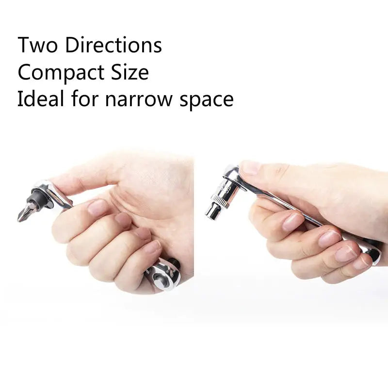 two hands holding a metal device with the words two directions