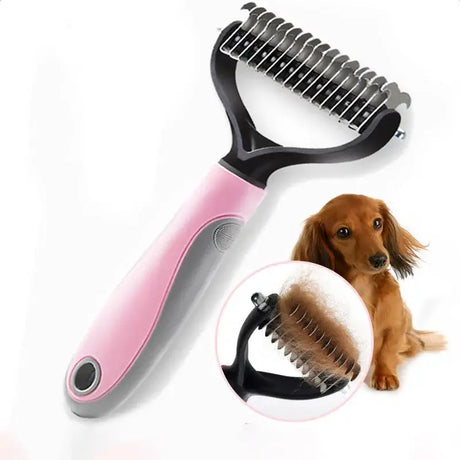 a dog brush and comb with a dog’s hair brush