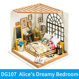 a doll house with a bed and desk