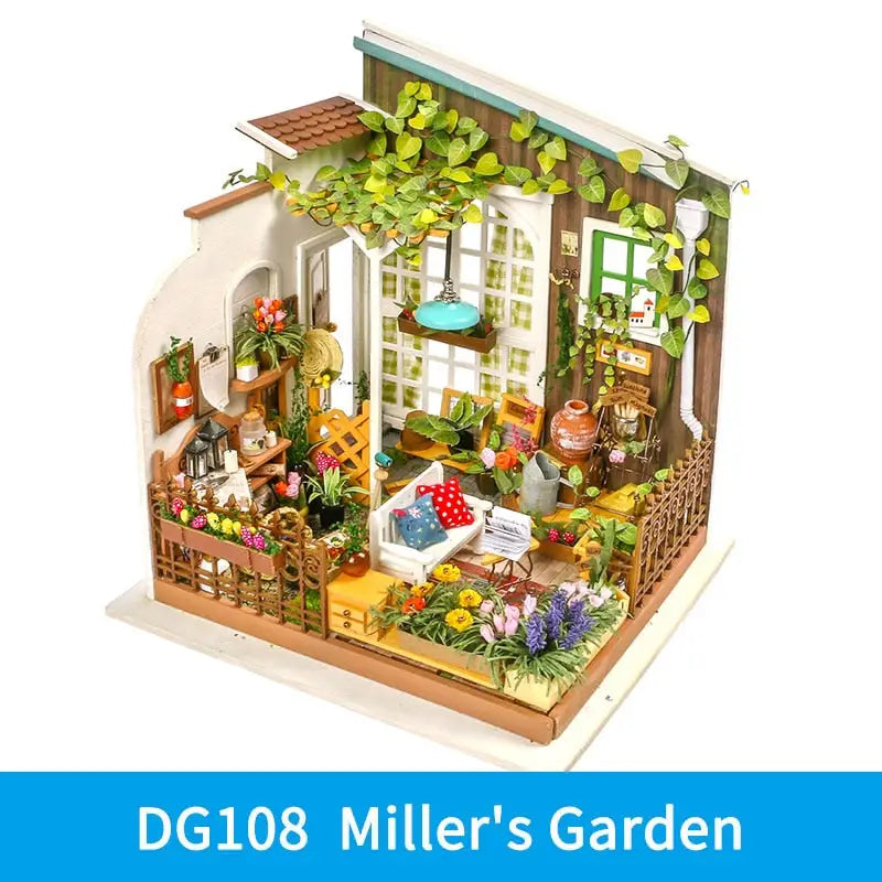 a doll house with a garden inside