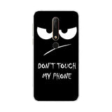 a black phone case with a white text that says don’t touch my phone