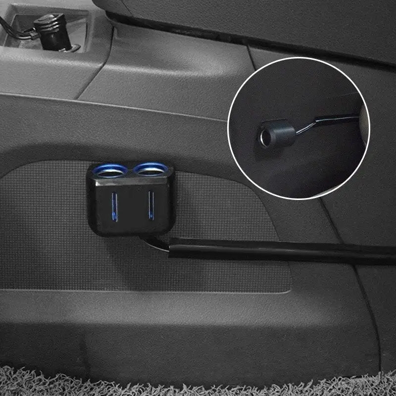 a car door handle with a blue light on it