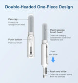 Double-headed one-piece design brush with a pen cap and push-pull mechanism for cleaning.
