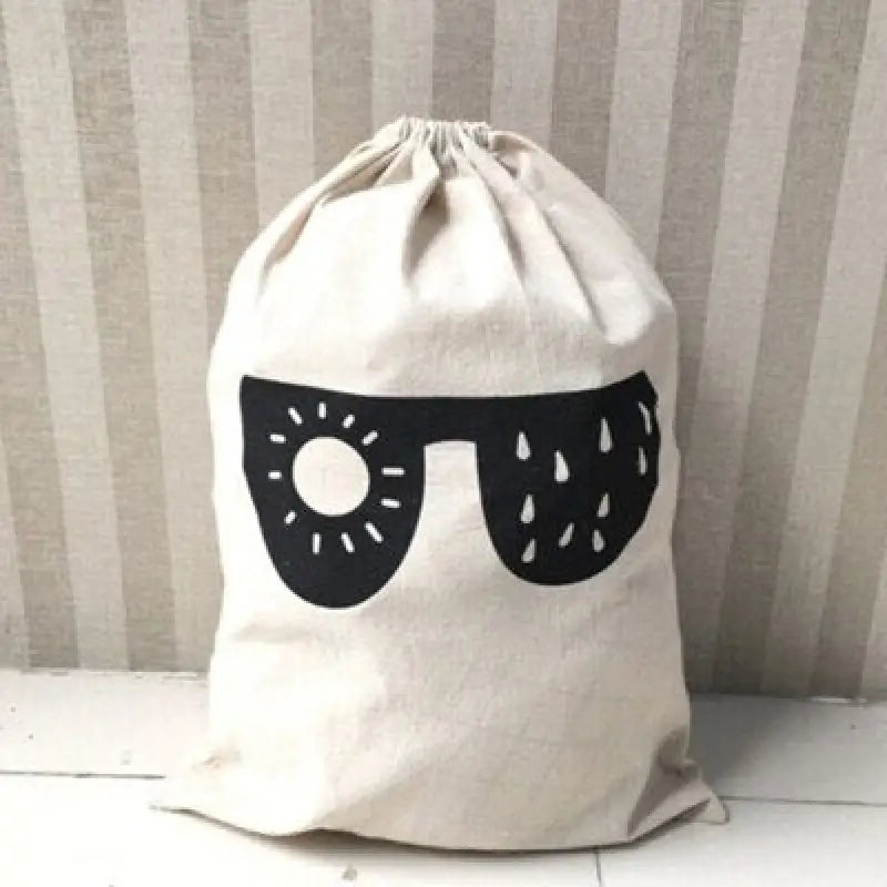 a bag with a pair of sunglasses on it