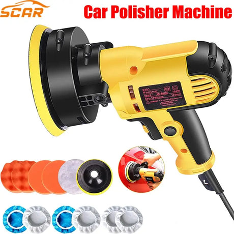 a close up of a car polisher machine with various tools