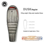 the duk ultra sleeping bag is shown with the measurements