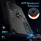 Durable black smartphone case with a built-in kickstand and camera protection.