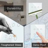 Durable, toughened glass, damp-proof switch panel.