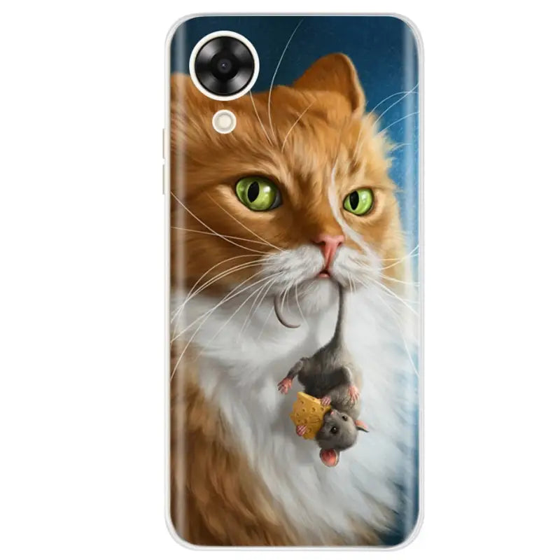 a cat eating a mouse phone case