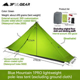 a green tent with the measurements of the tent