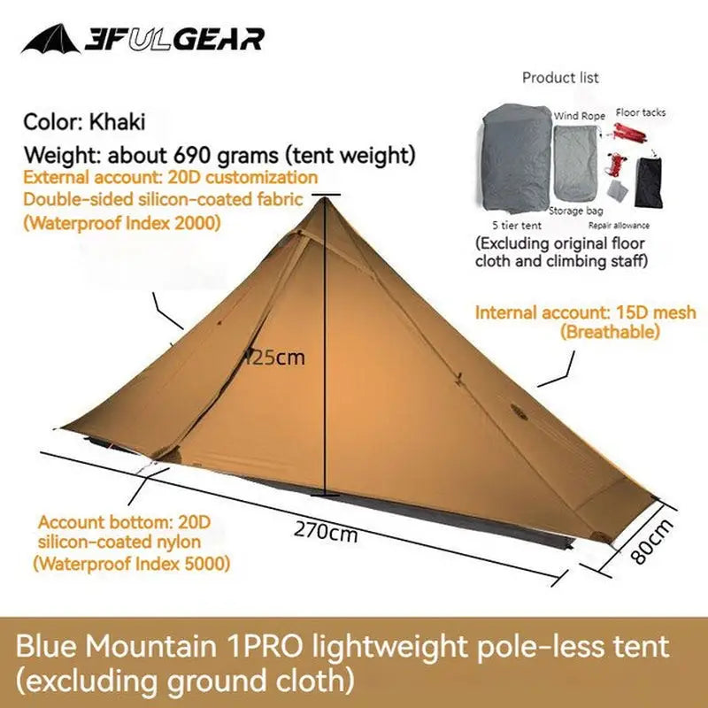 the blue mountain pro tent with its measurements