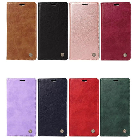 Eight different colored smartphone wallet cases.