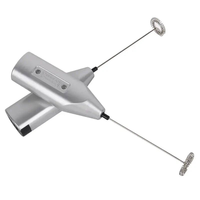 a silver metal detector with a metal detector attached to it