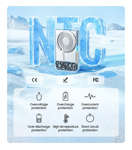 Electrical surge protector or voltage regulator with ’NTC’ displayed in icy blue letters.