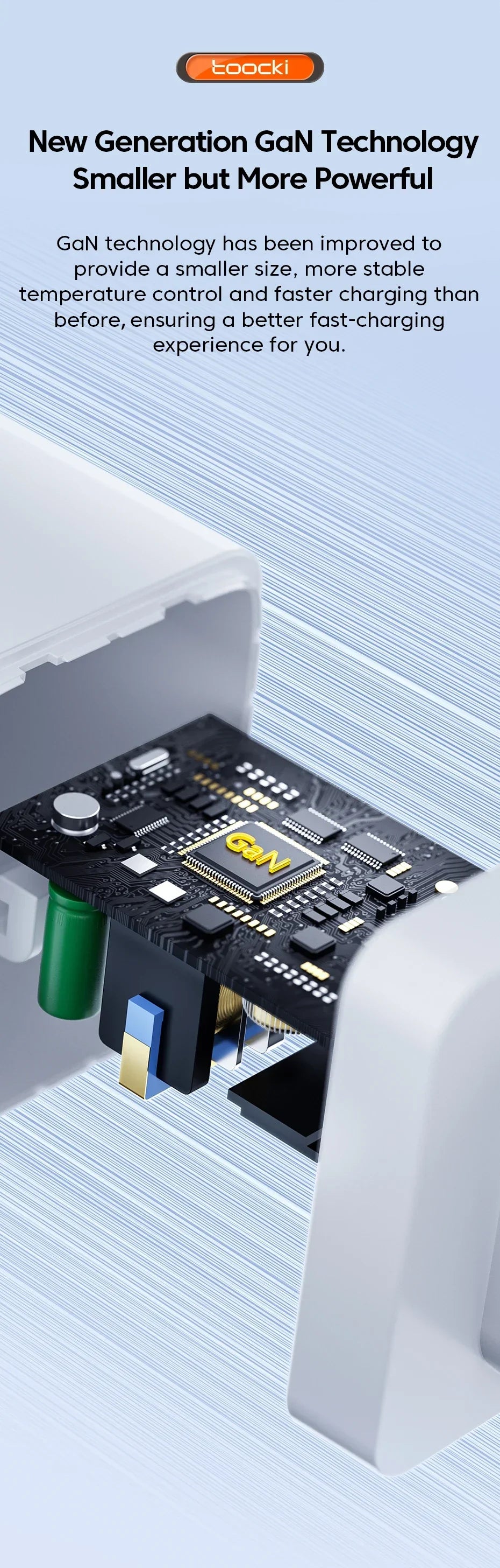 Electronic circuit board featuring GaN (Gallium Nitride) technology components.