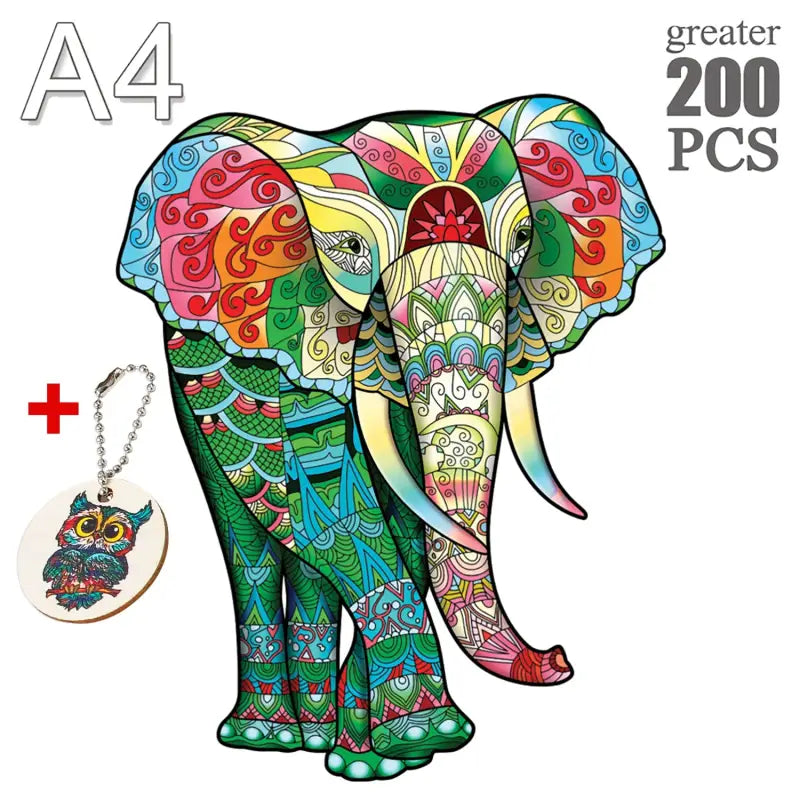 elephant with colorful pattern and keychai