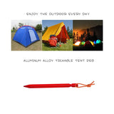 a red and blue tent with a flashlight