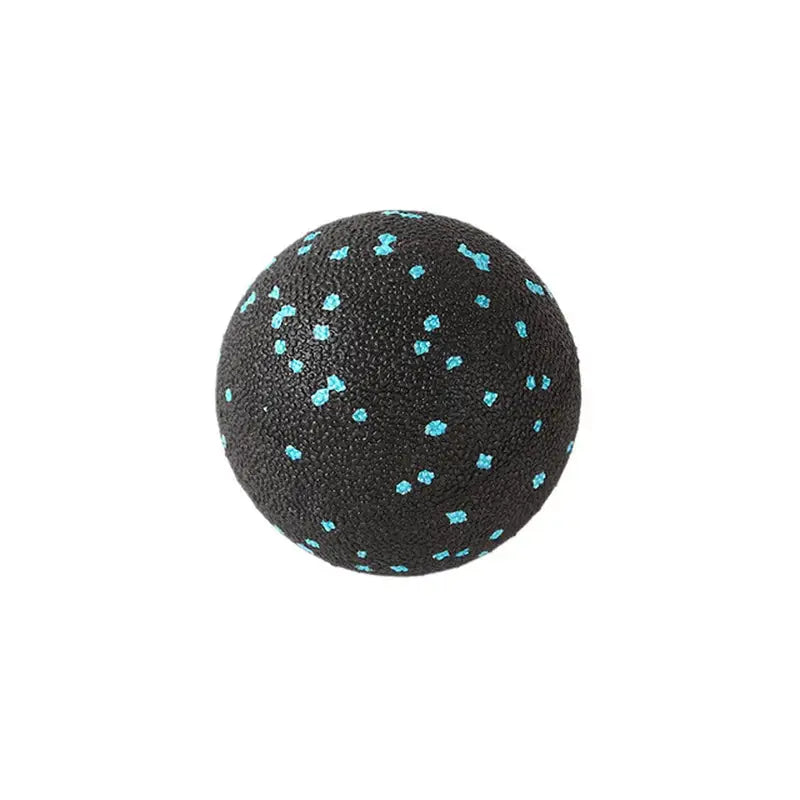 a black and blue ball with small dots