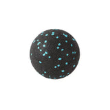 a black and blue ball with small dots