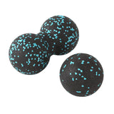 three black and blue glitter balls