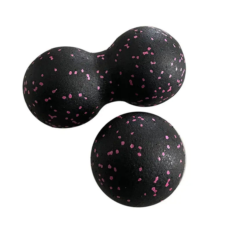 three black and pink polka dot balls