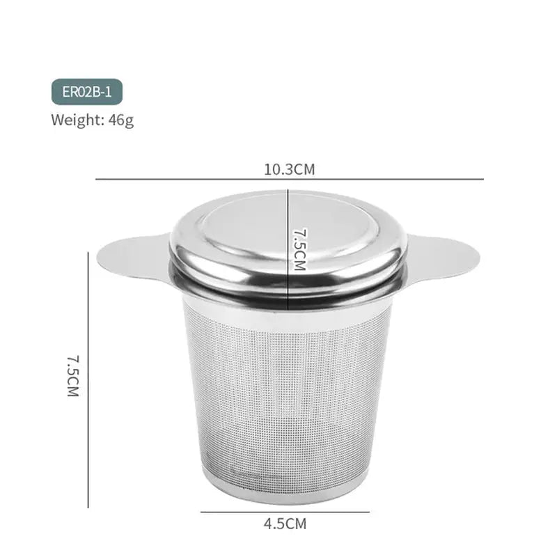 a close up of a tea strainer with measurements