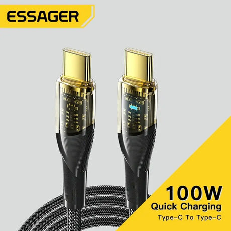 an image of a gold plated cable with the words’quick charge ’