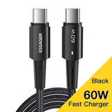 anker fast charger cable with black braid and white lightning