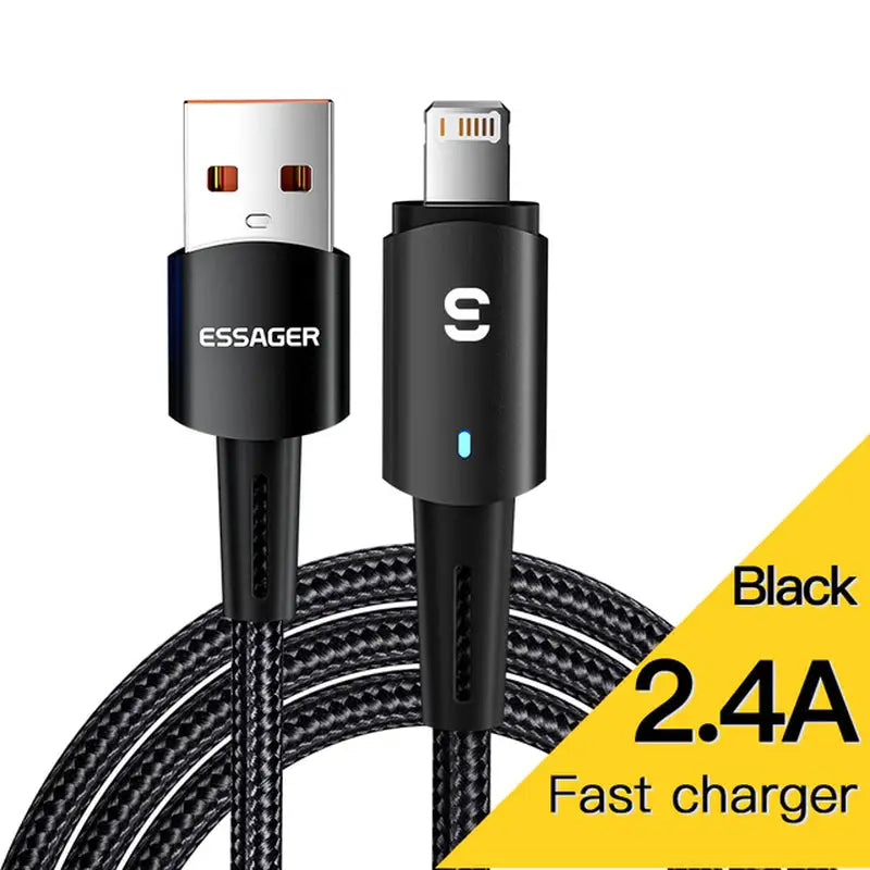 an image of a black cable with a 2 4a fast charger