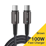 anker usb cable with a black braid and a yellow background