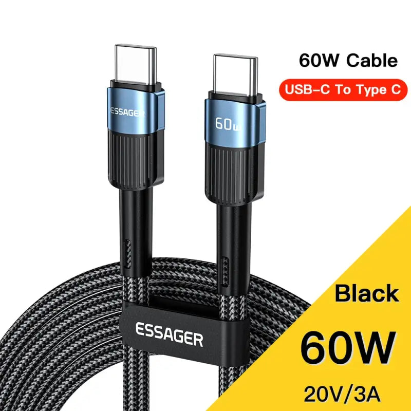 essager usb to type c cable - black