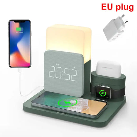 The eug charging station is shown with an iphone and a smartphone