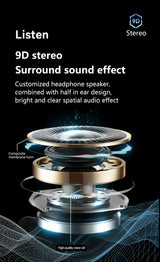 Exploded view diagram of a headphone speaker showcasing its internal components and layers.