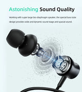 QCY C2 Wireless Bluetooth 5.2 Neckband Earphones - Sports TWS Noise Cancelling HiFi Stereo Dynamic Earbuds Earbuds Headphones