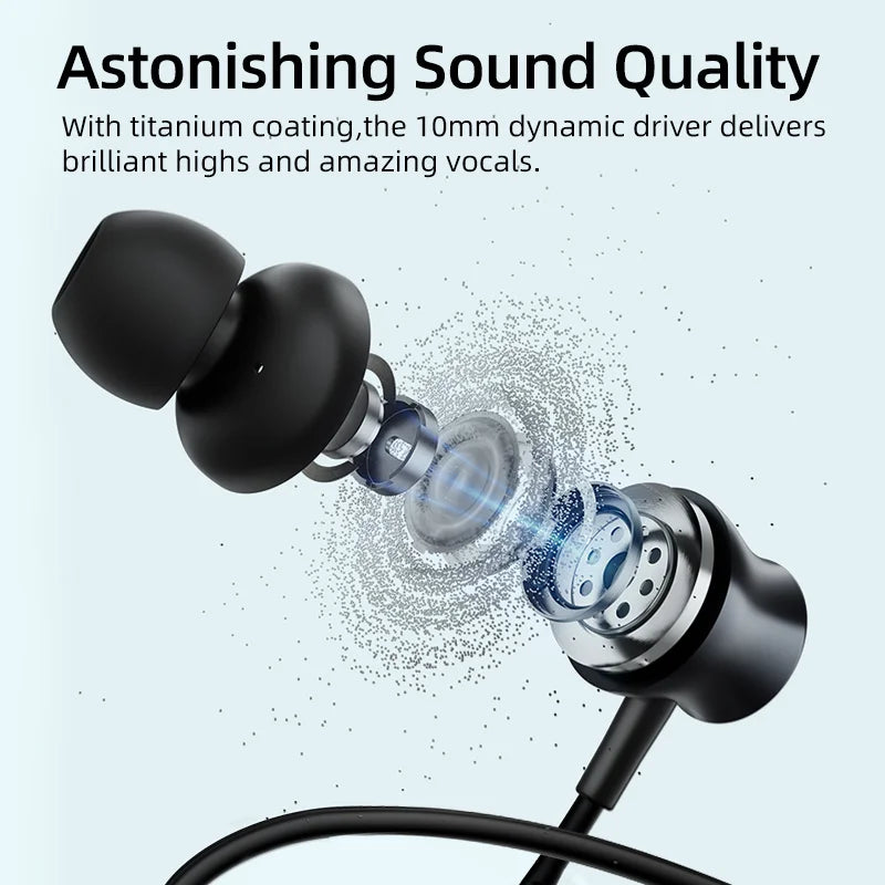 QCY C2 Wireless Bluetooth 5.2 Neckband Earphones - Sports TWS Noise Cancelling HiFi Stereo Dynamic Earbuds Earbuds Headphones